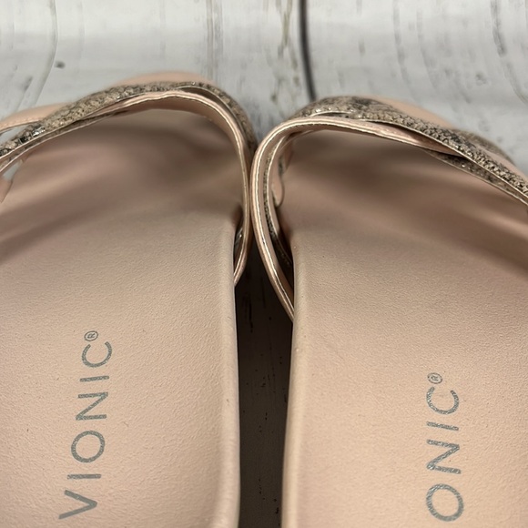 Vionic Dava Boa Blush Pink Snakeskin Nubuck Slide Womens Sandal Size 6.5 - Picture 6 of 13